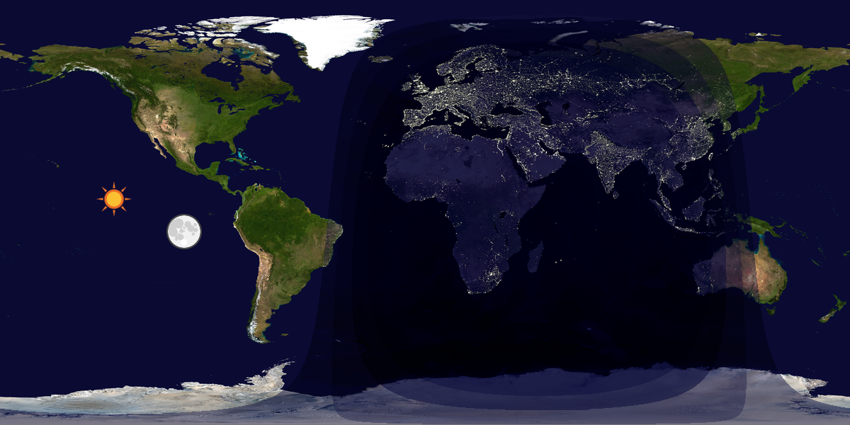 Verdenskart som viser dag og natt 
