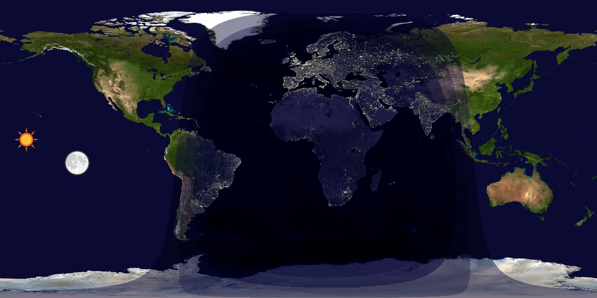 Verdenskart som viser dag og natt 