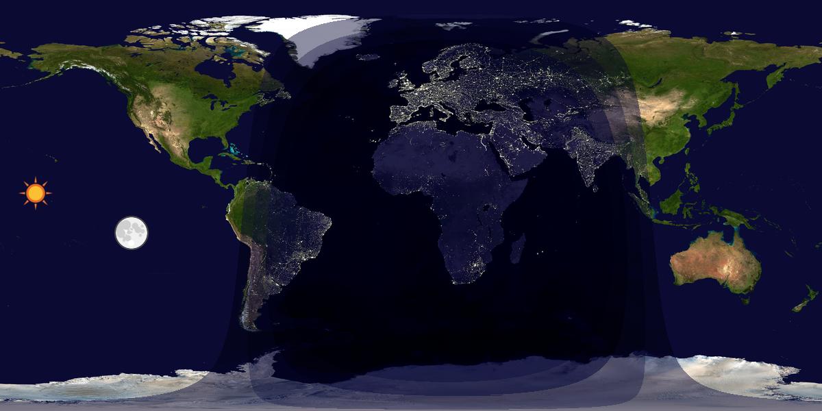 Verdenskart som viser dag og natt 