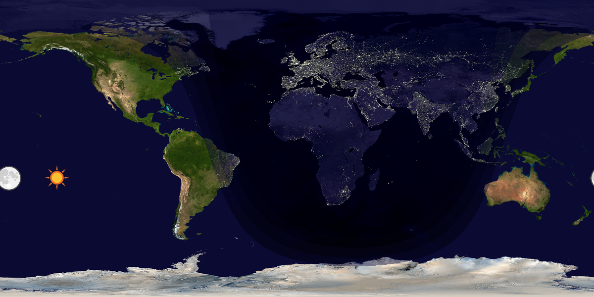 Verdenskart som viser dag og natt 