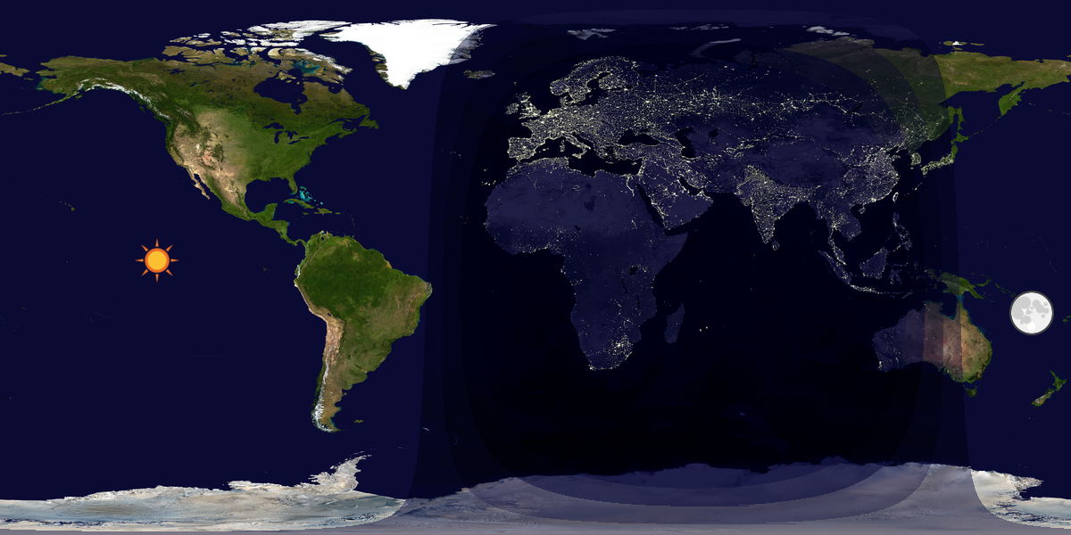 Verdenskart som viser dag og natt 