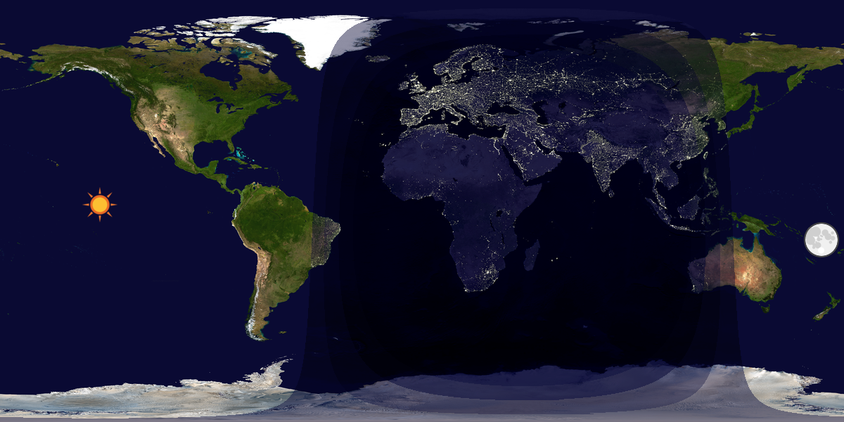 Verdenskart som viser dag og natt 