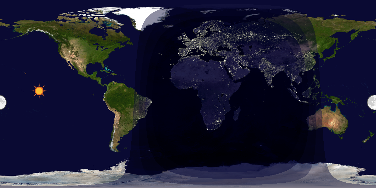 Verdenskart som viser dag og natt 