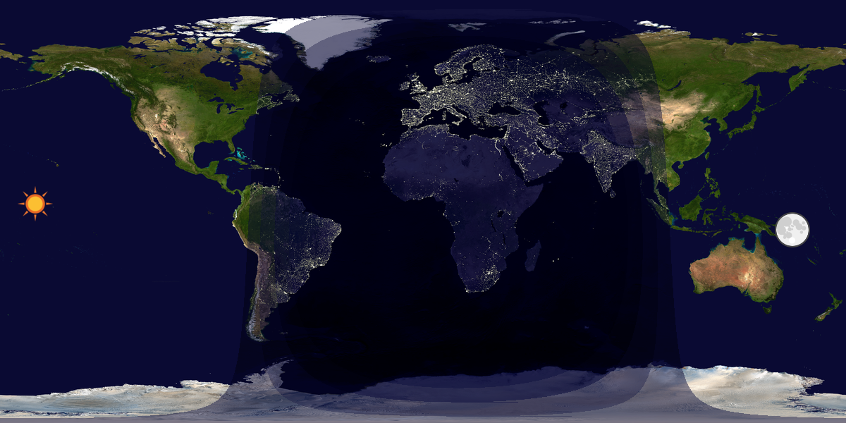 Verdenskart som viser dag og natt 