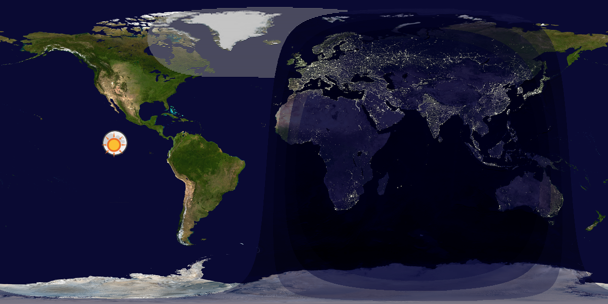 Verdenskart som viser dag og natt 