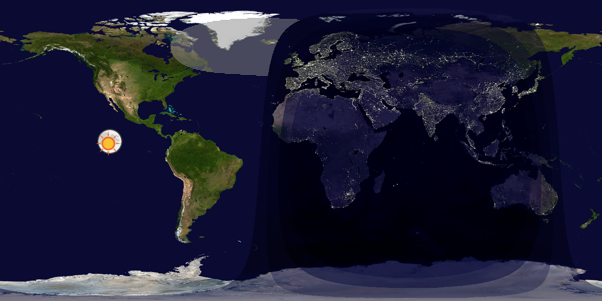 Verdenskart som viser dag og natt 