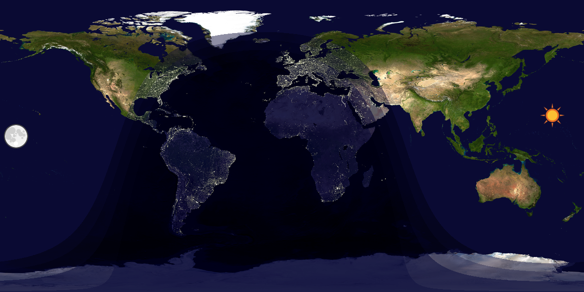 Verdenskart som viser dag og natt 