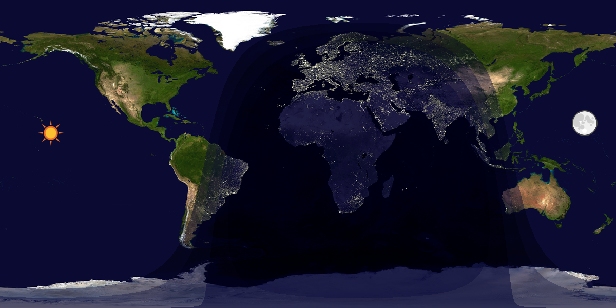 Verdenskart som viser dag og natt 
