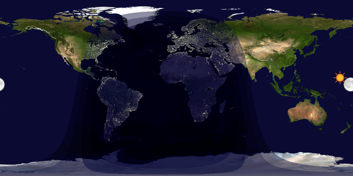 Verdenskart som viser dag og natt 