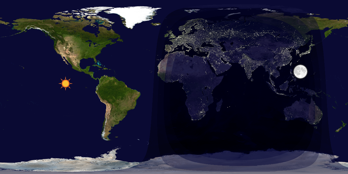 Verdenskart som viser dag og natt 