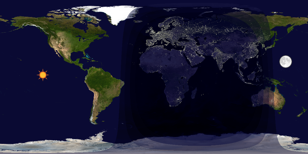 Verdenskart som viser dag og natt 