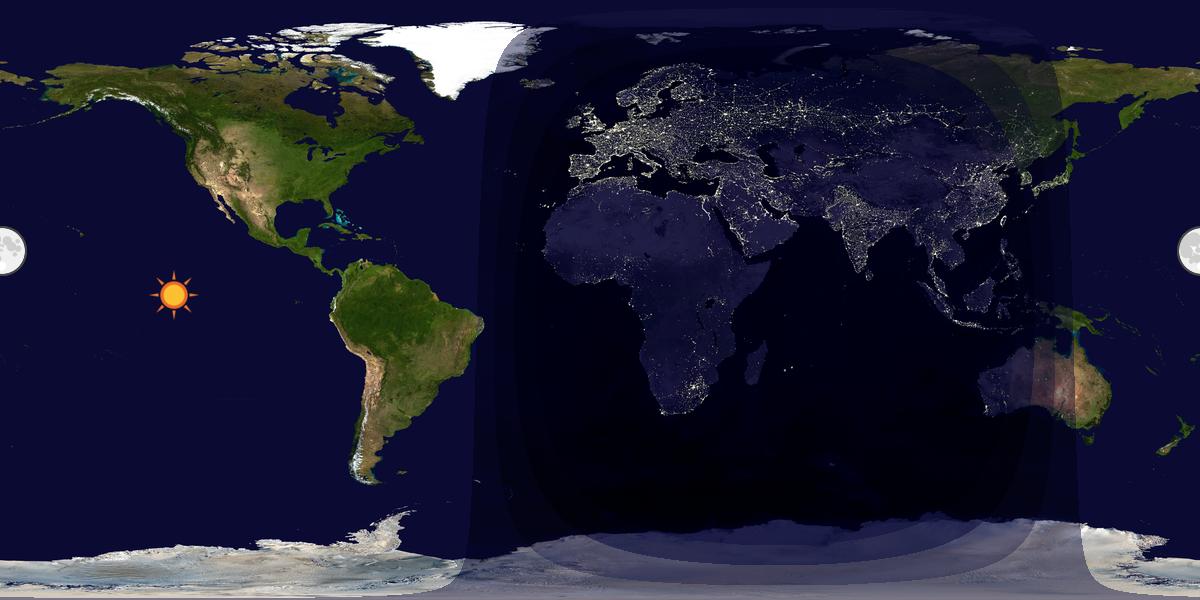 Verdenskart som viser dag og natt 