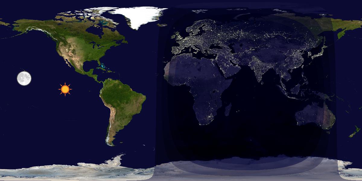 Verdenskart som viser dag og natt 