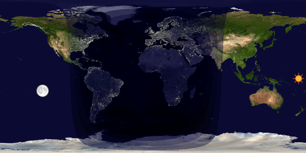 Verdenskart som viser dag og natt 