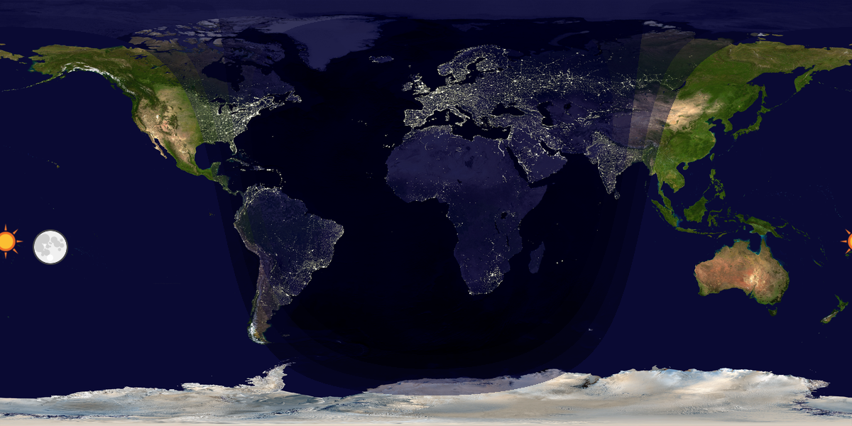 Verdenskart som viser dag og natt 