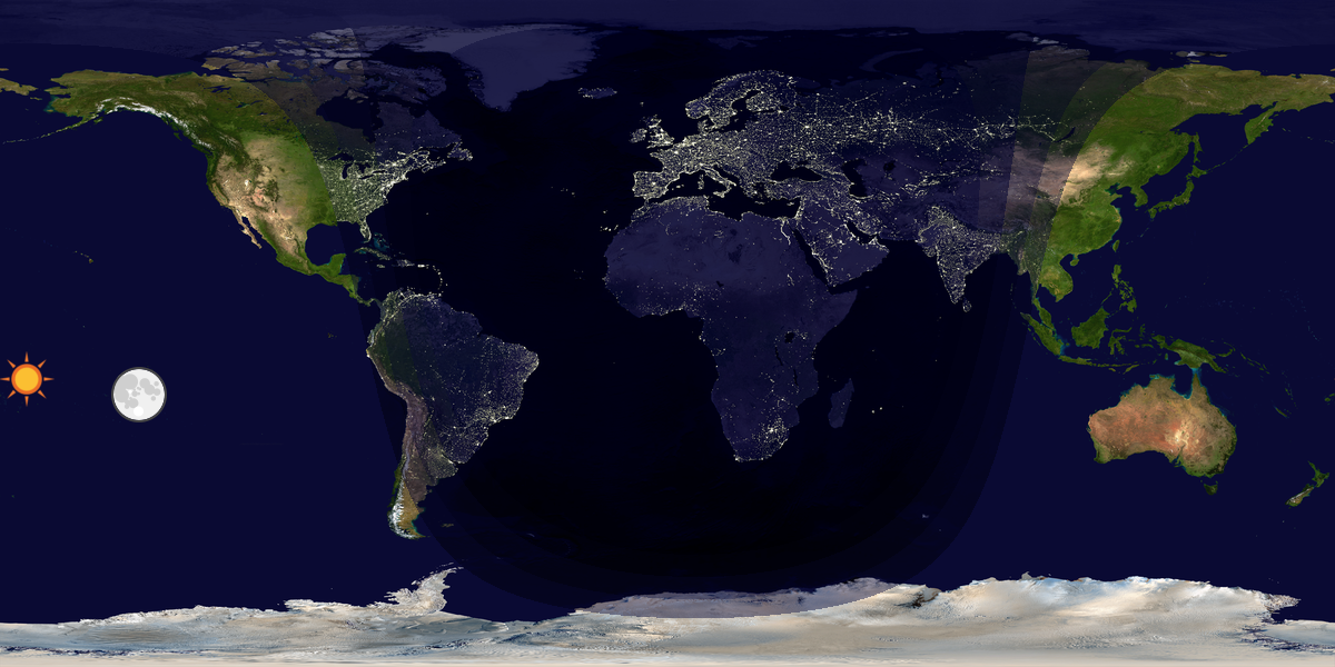 Verdenskart som viser dag og natt 