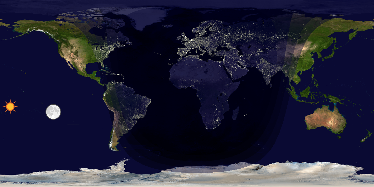 Verdenskart som viser dag og natt 
