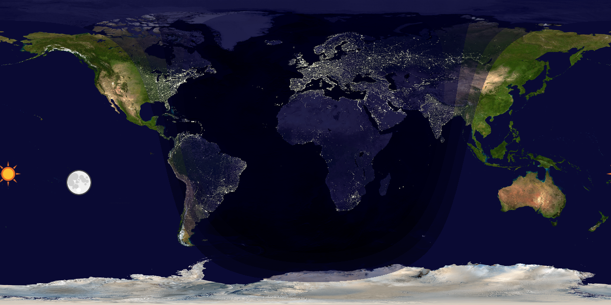 Verdenskart som viser dag og natt 