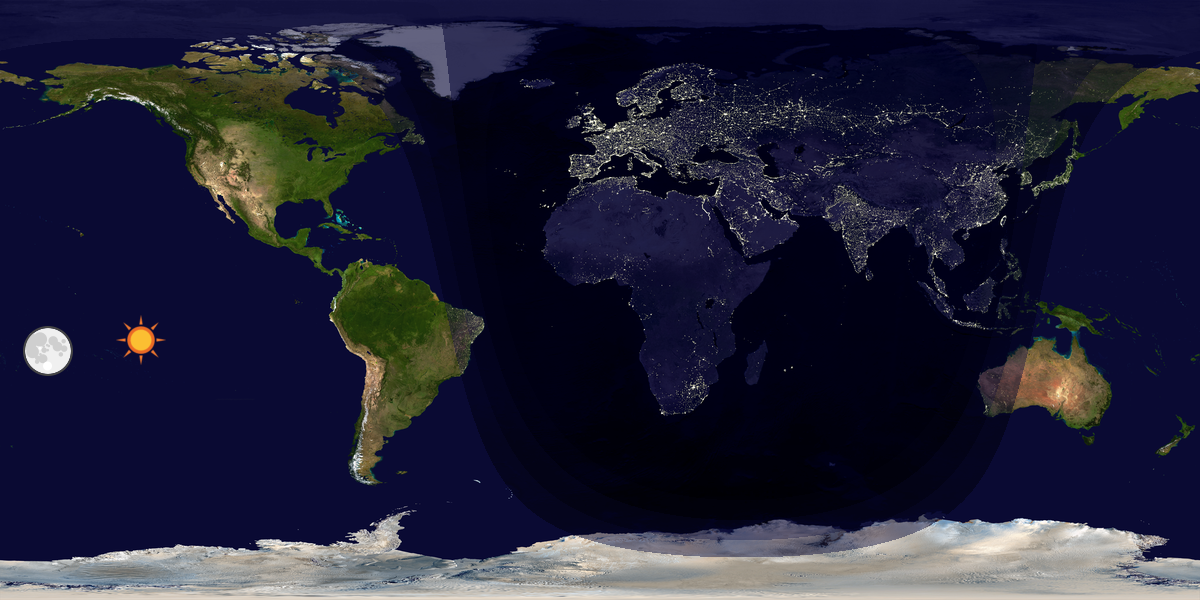 Verdenskart som viser dag og natt 