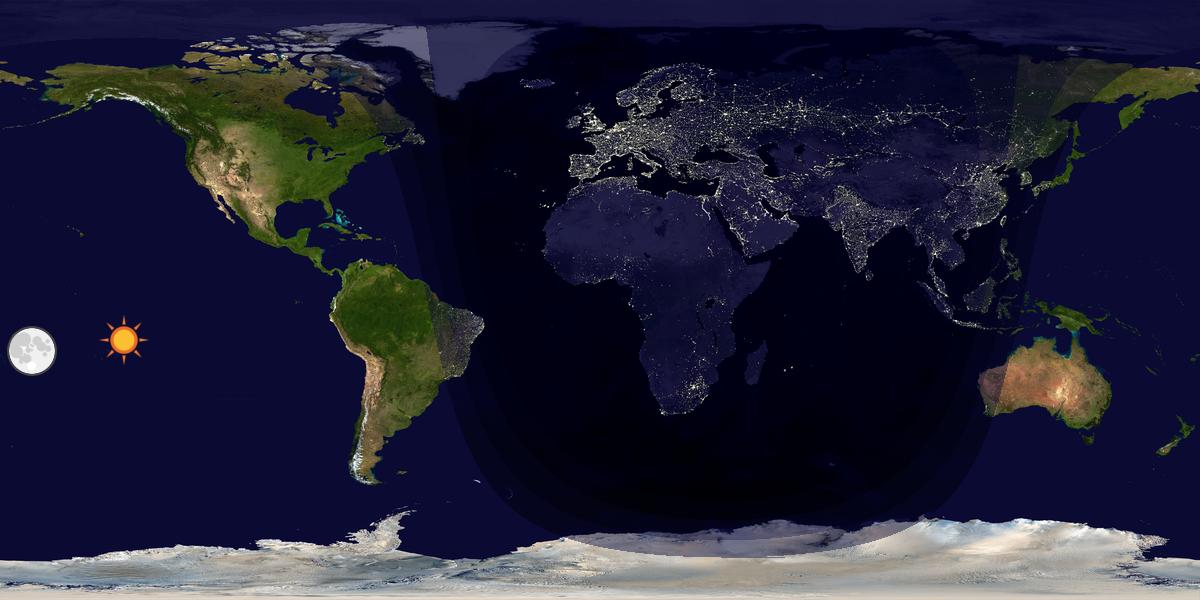 Verdenskart som viser dag og natt 