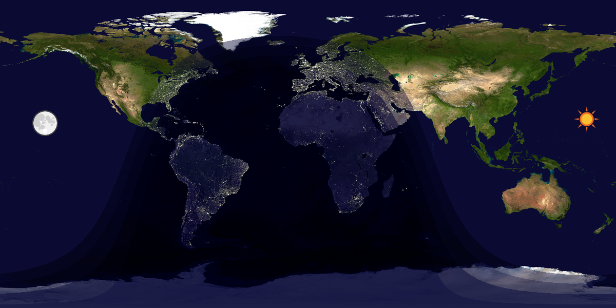 Verdenskart som viser dag og natt 
