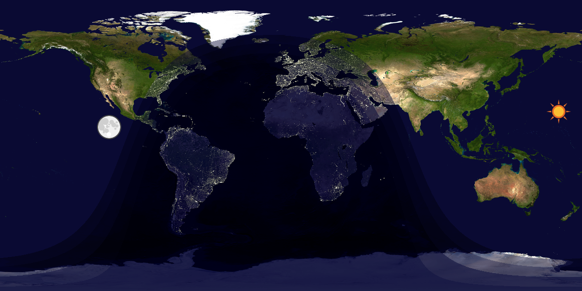 Verdenskart som viser dag og natt 