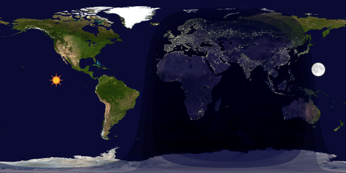 Verdenskart som viser dag og natt 