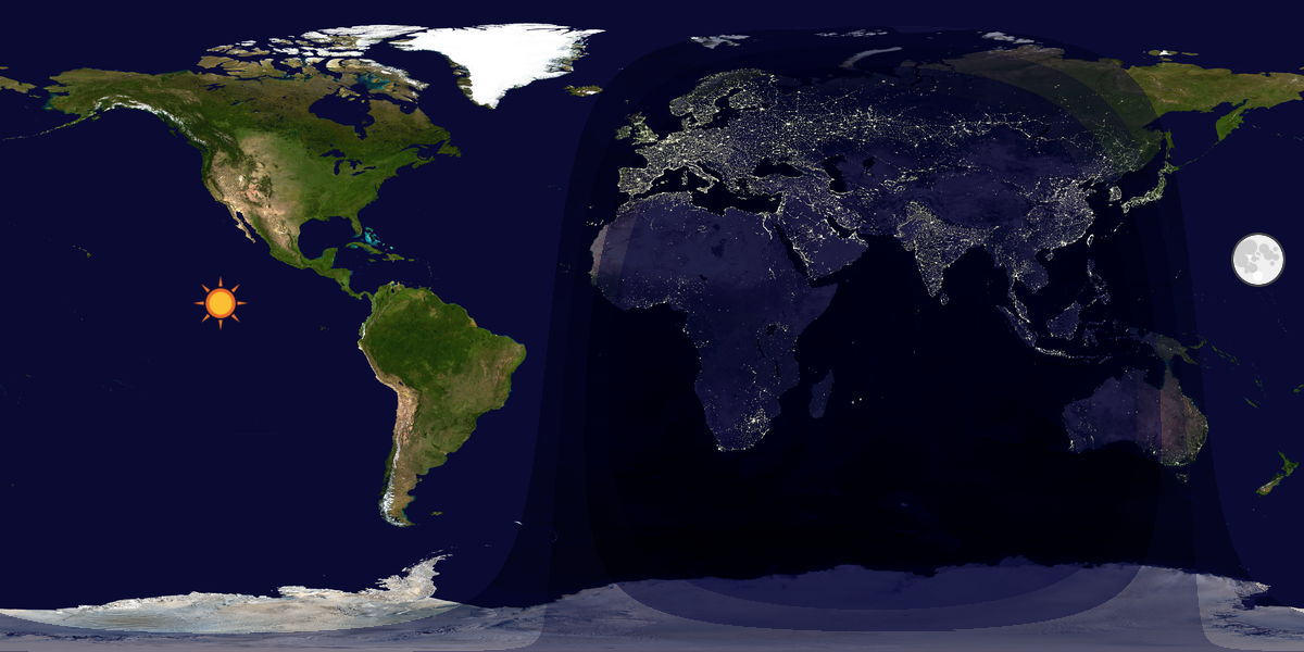 Verdenskart som viser dag og natt 