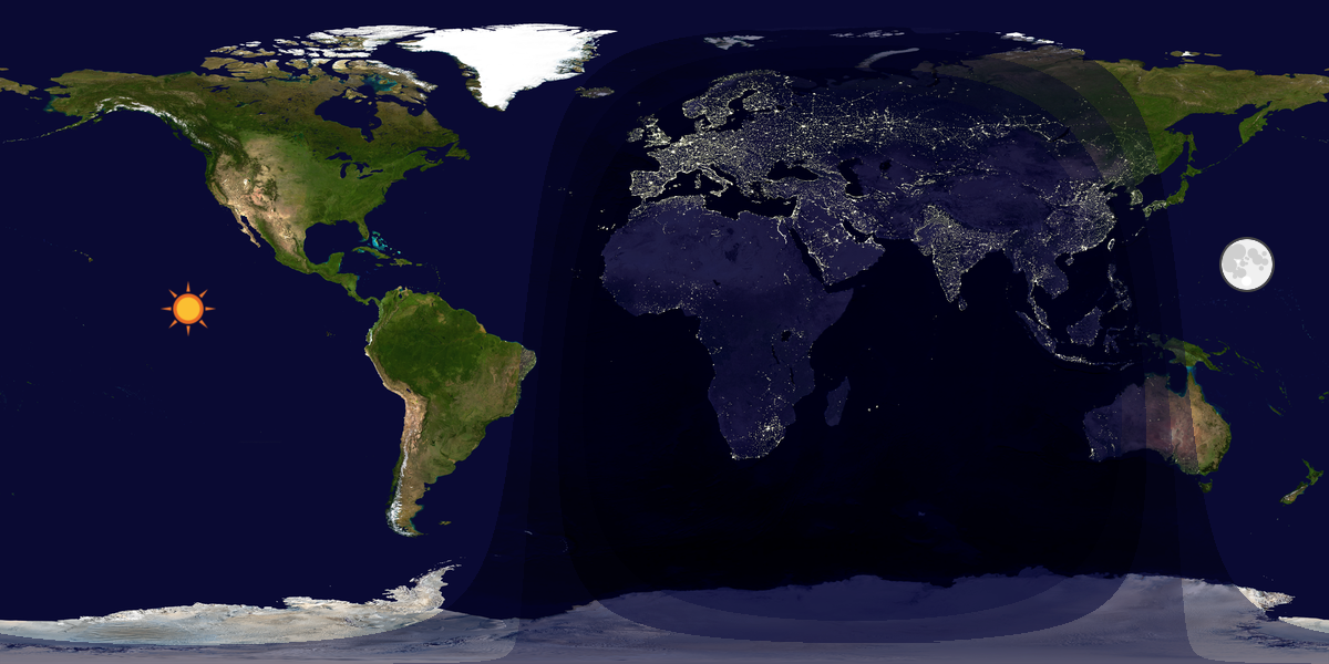 Verdenskart som viser dag og natt 