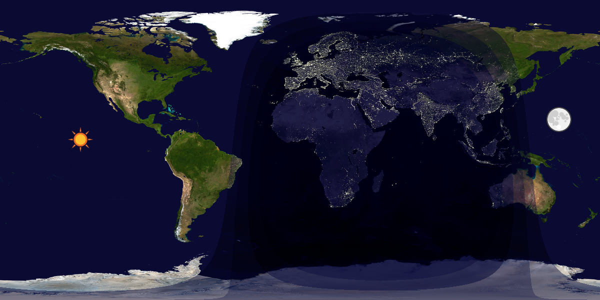 Verdenskart som viser dag og natt 