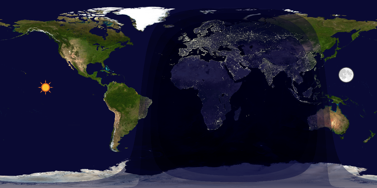Verdenskart som viser dag og natt 