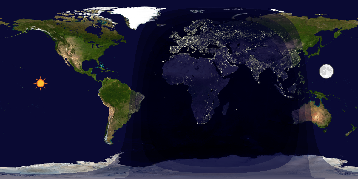 Verdenskart som viser dag og natt 