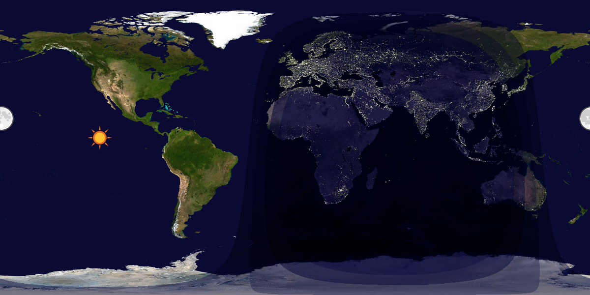 Verdenskart som viser dag og natt 