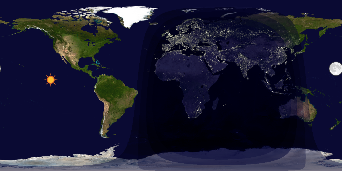 Verdenskart som viser dag og natt 