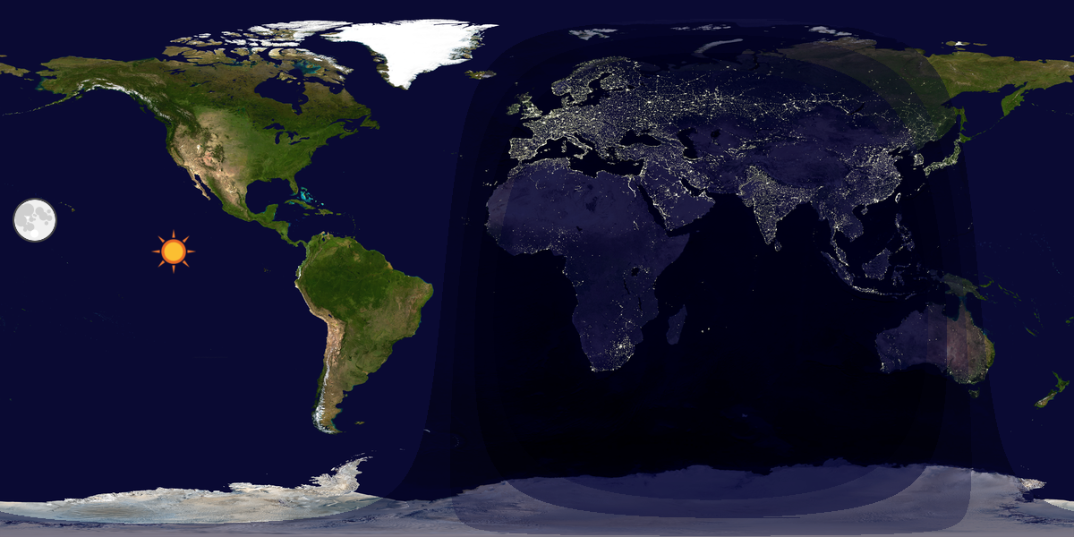 Verdenskart som viser dag og natt 