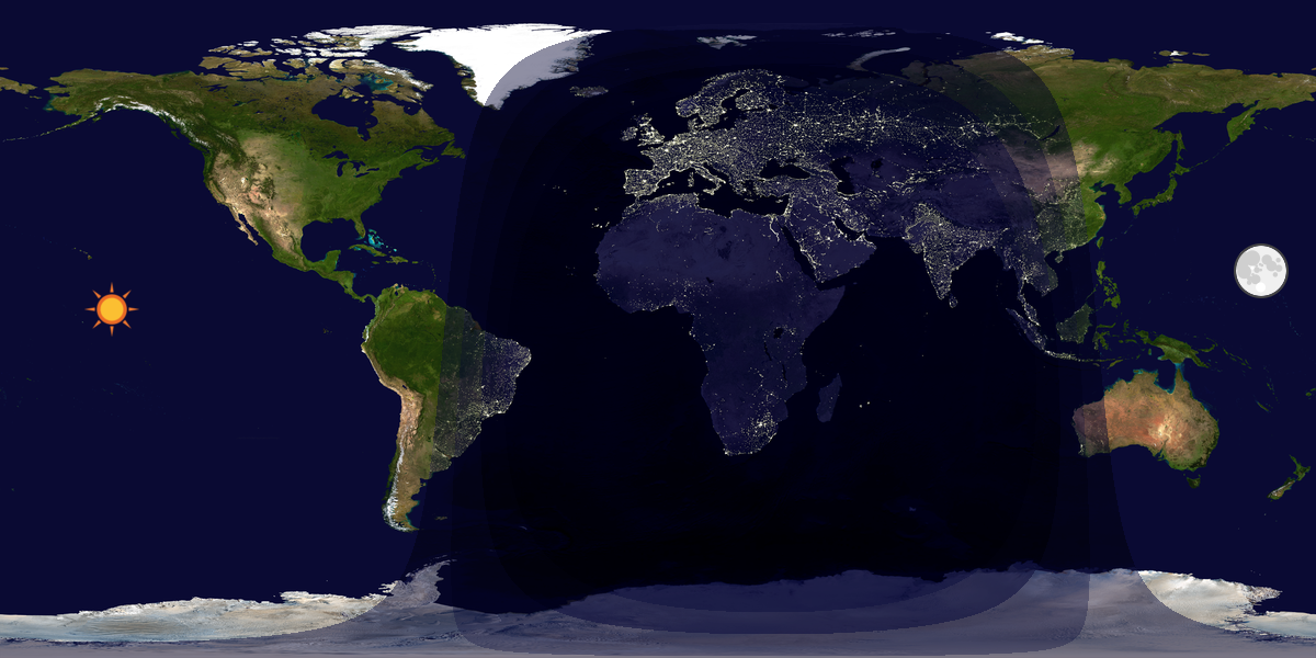 Verdenskart som viser dag og natt 