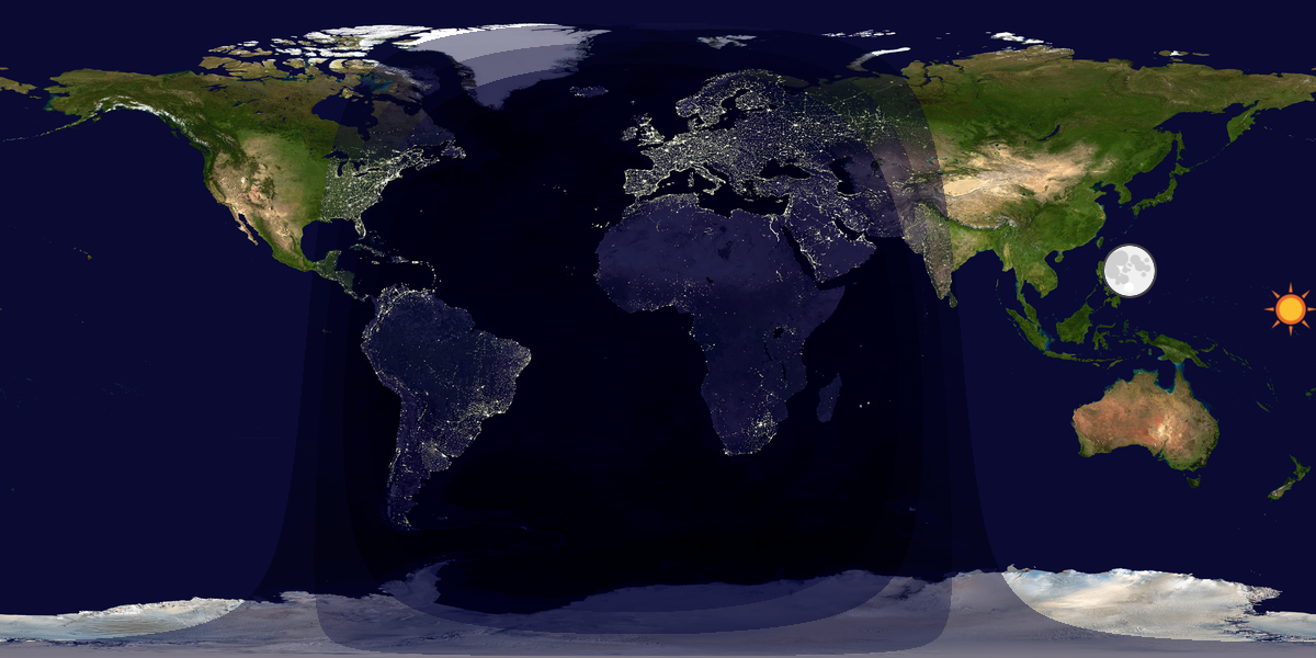 Verdenskart som viser dag og natt 