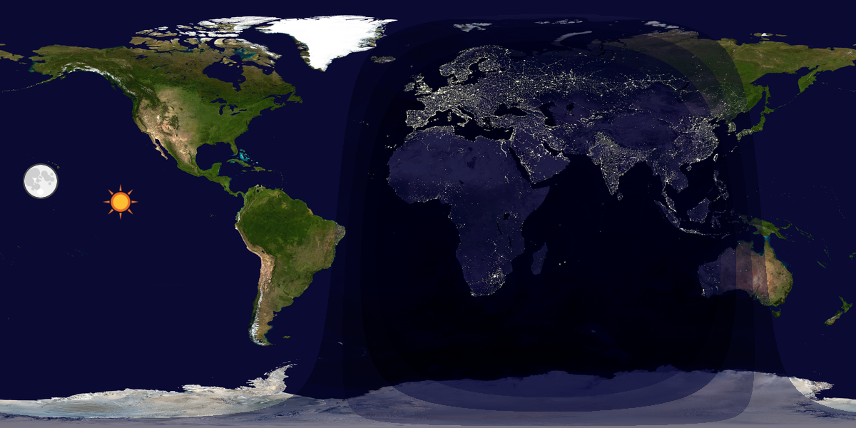 Verdenskart som viser dag og natt 