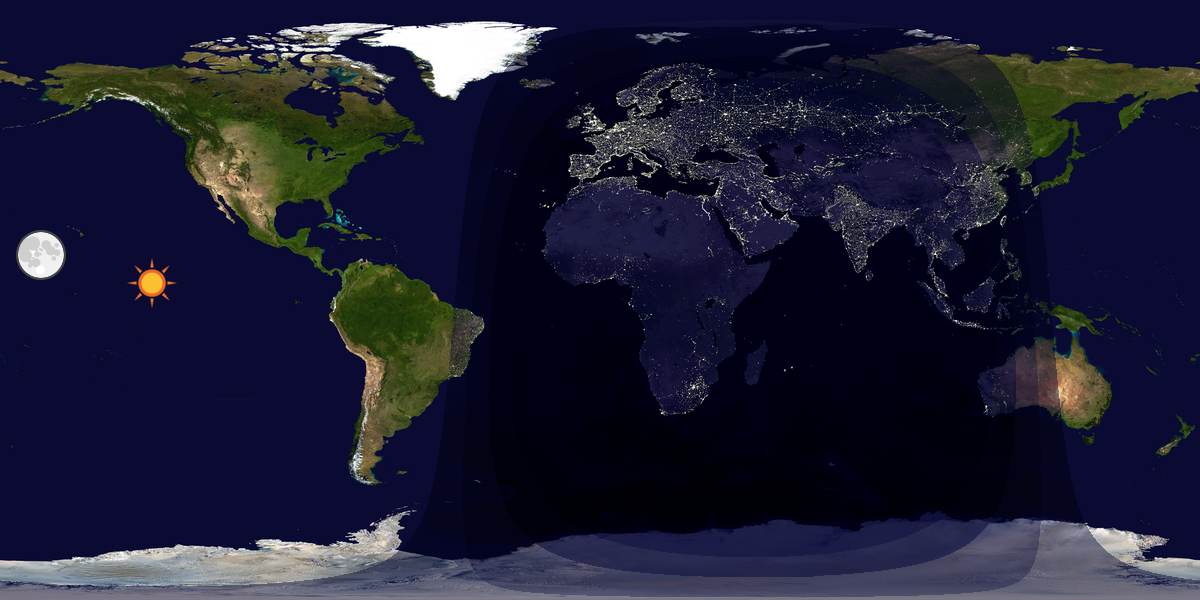 Verdenskart som viser dag og natt 