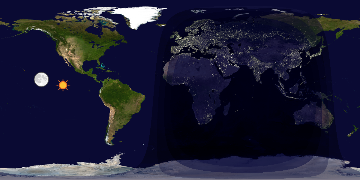 Verdenskart som viser dag og natt 