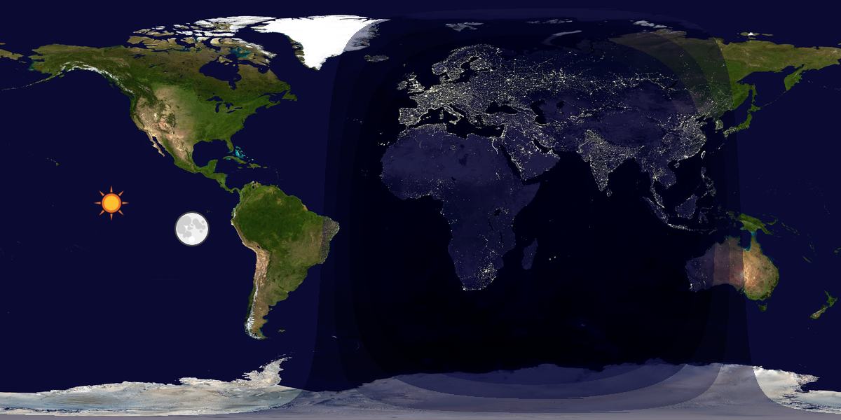 Verdenskart som viser dag og natt 