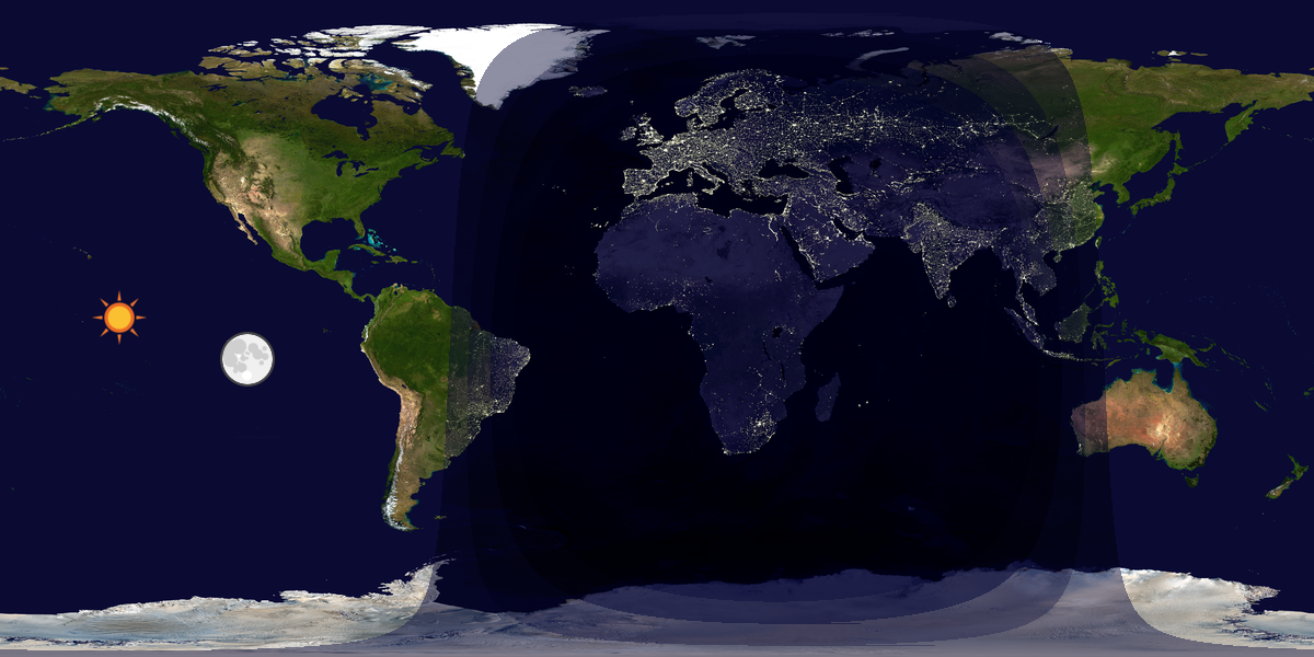Verdenskart som viser dag og natt 
