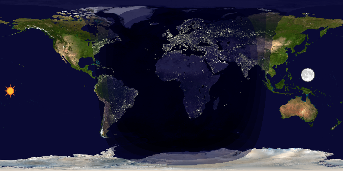 Verdenskart som viser dag og natt 