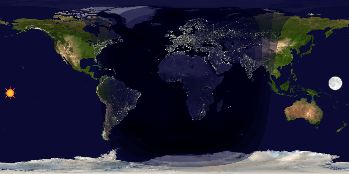 Verdenskart som viser dag og natt 
