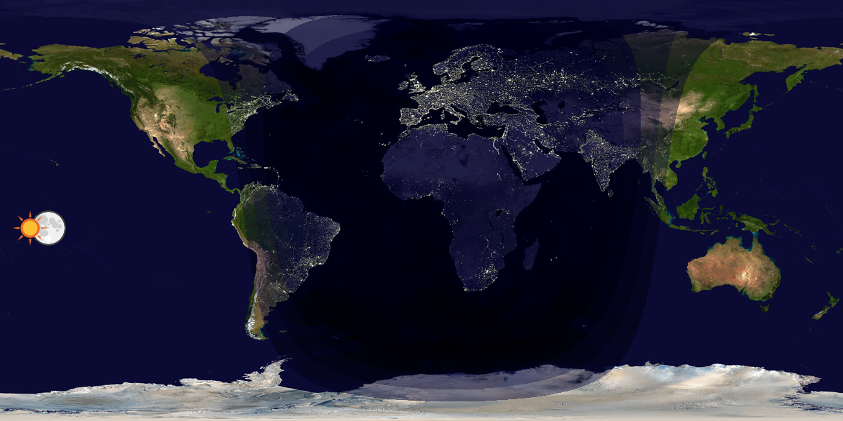 Verdenskart som viser dag og natt 