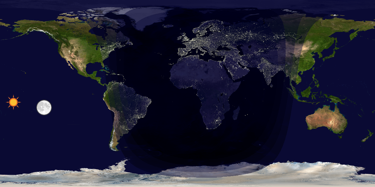 Verdenskart som viser dag og natt 