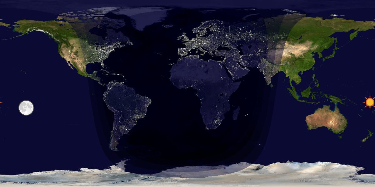 Verdenskart som viser dag og natt 