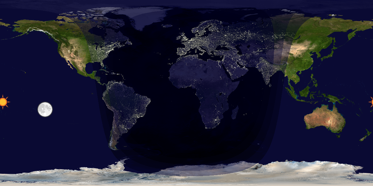 Verdenskart som viser dag og natt 