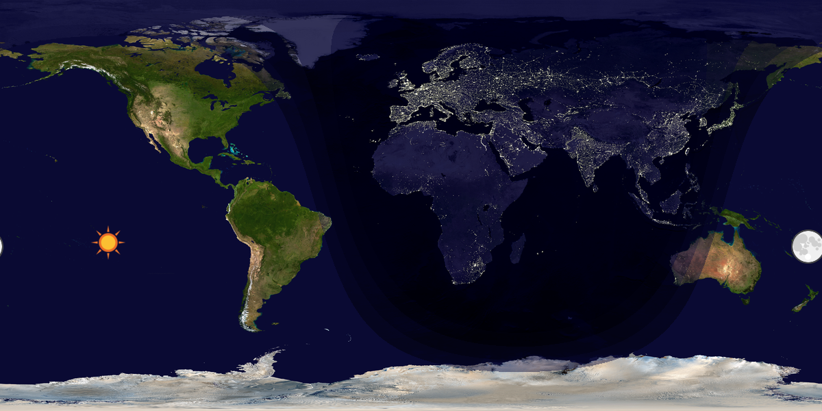 Verdenskart som viser dag og natt 