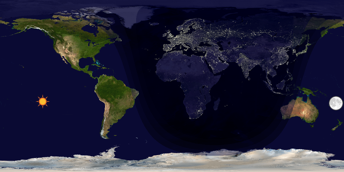 Verdenskart som viser dag og natt 